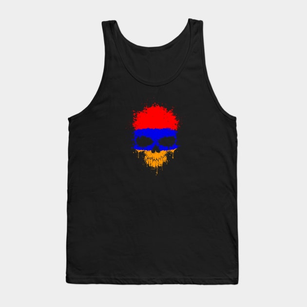 Chaotic Armenian Flag Splatter Skull Tank Top by jeffbartels